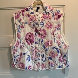 Bandit and The Babe Floral Quilted Vest in Pink and Blue NWT